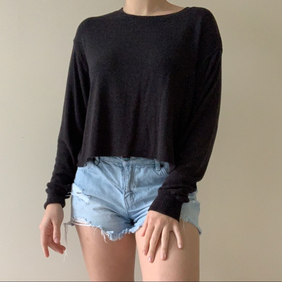 Mossimo Charcoal Gray Cropped Pullover Sweater